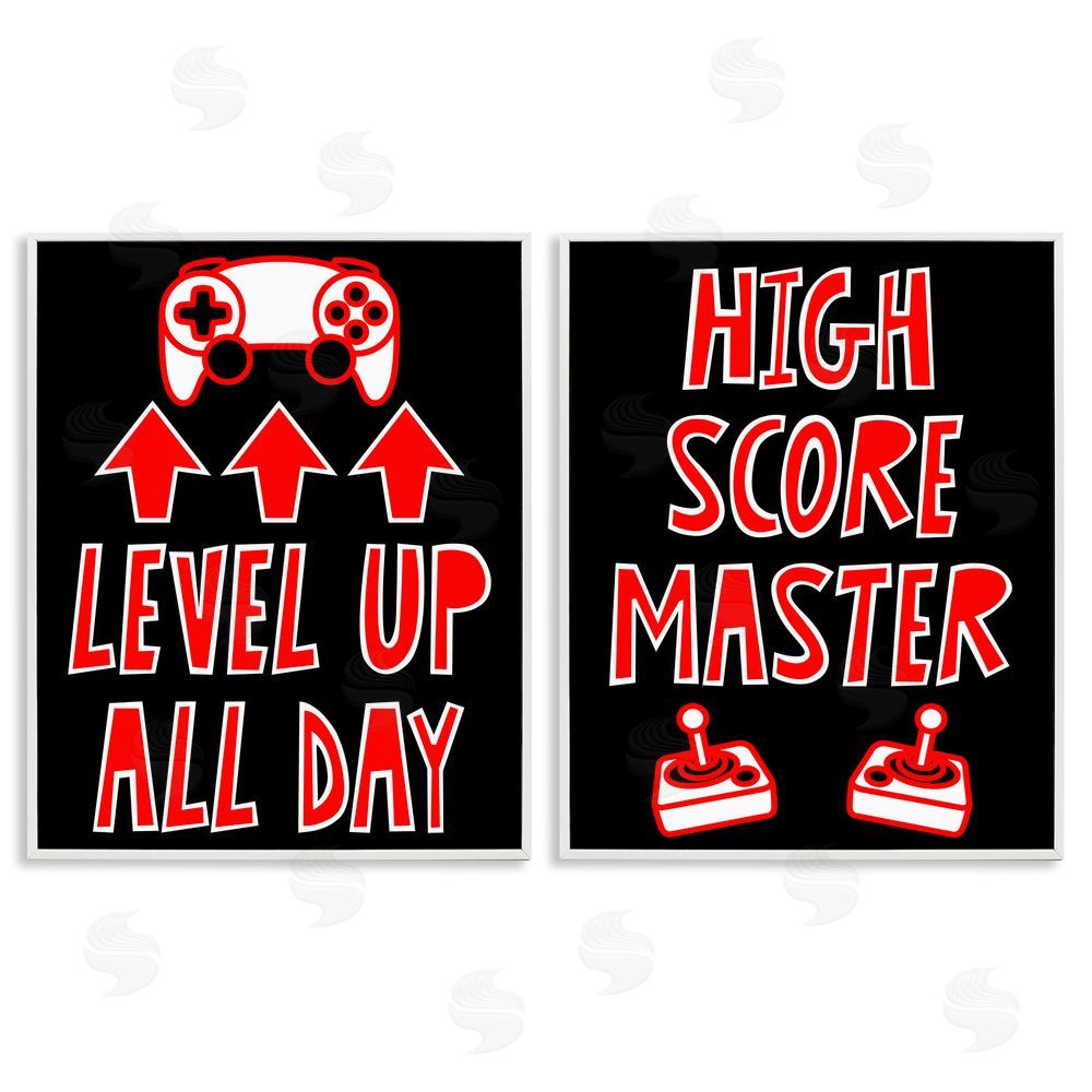 Marcus Prime Level Up High Score Gamer White Framed Giclee Wall Art Print