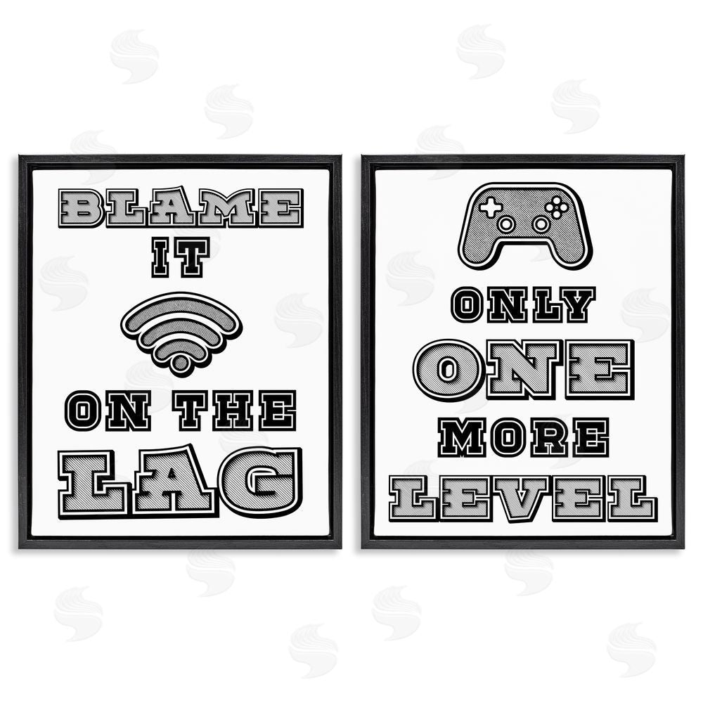 Marcus Prime Black & White Gamer Quotes Black Floating Frame Canvas Wall Art Print