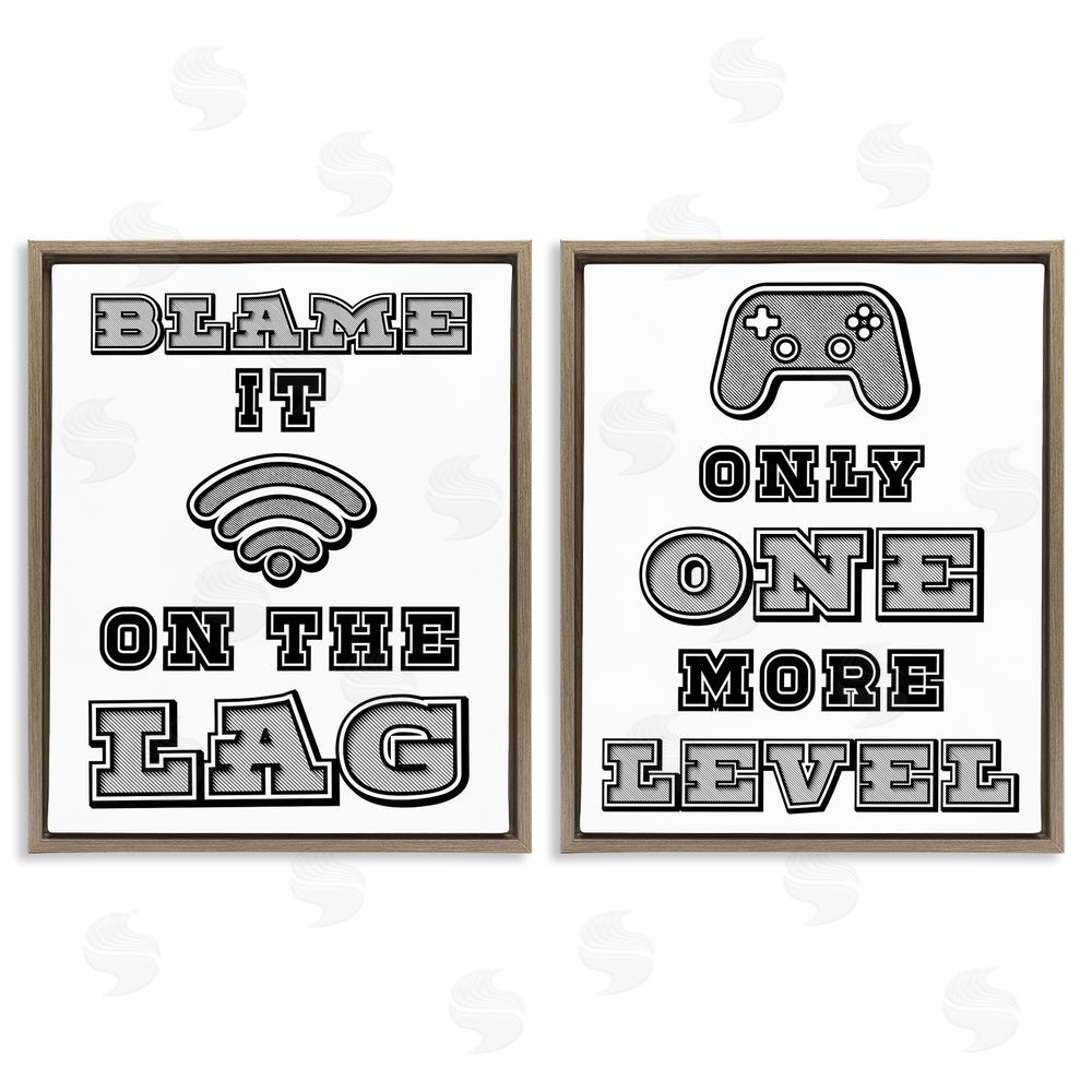 Marcus Prime Black & White Gamer Quotes Brown Floating Frame Canvas Wall Art Print