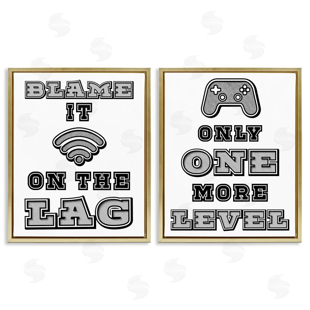 Marcus Prime Black & White Gamer Quotes Gold Floating Frame Canvas Wall Art Print