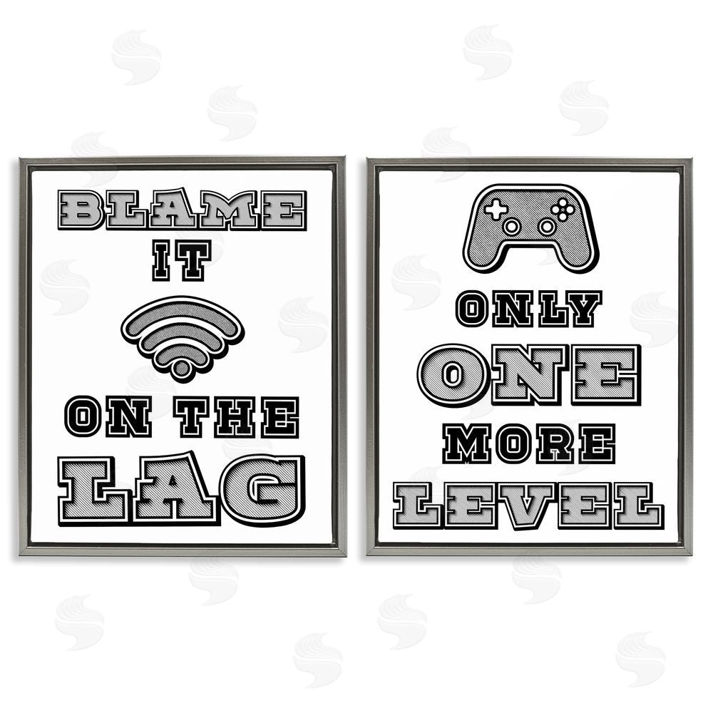 Marcus Prime Black & White Gamer Quotes Gray Floating Frame Canvas Wall Art Print