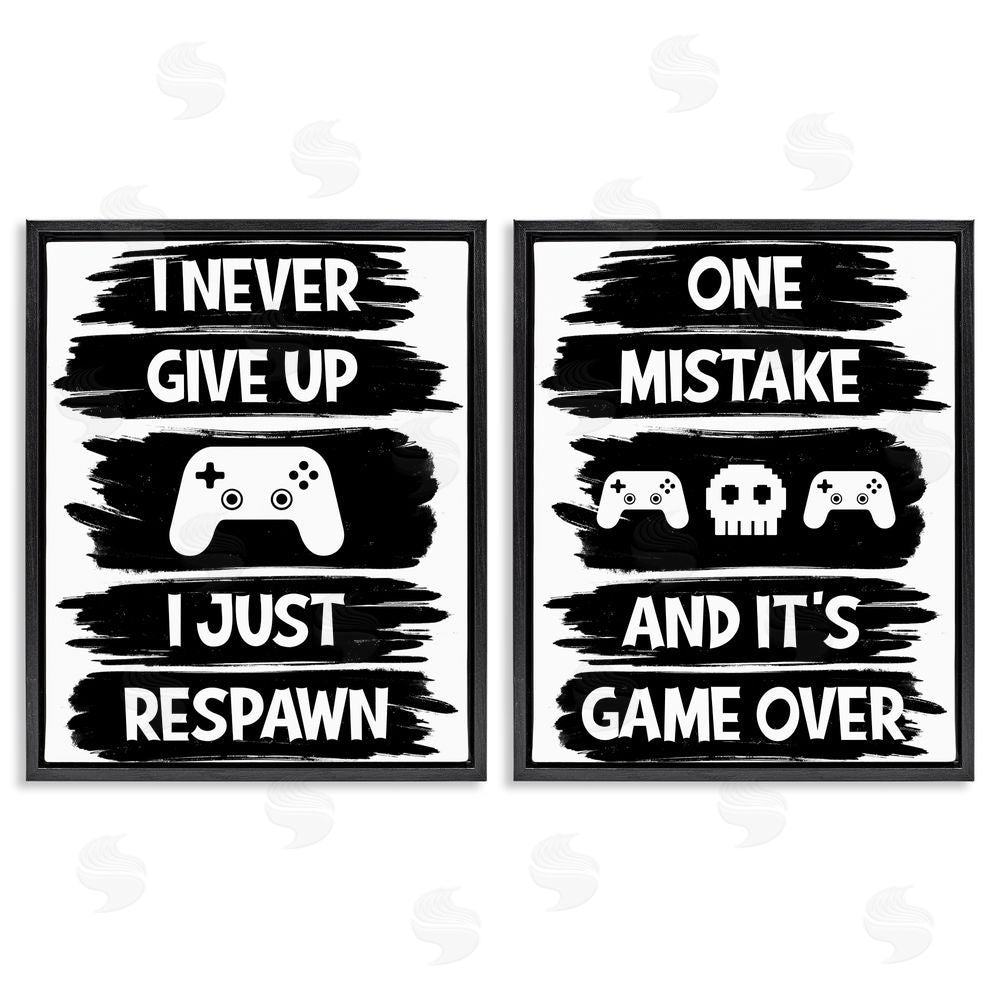 Marcus Prime Motivational Gamer Phrases Black Floating Frame Canvas Wall Art Print