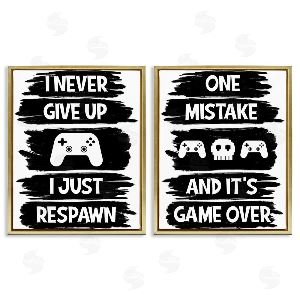 Marcus Prime Motivational Gamer Phrases Gold Floating Frame Canvas Wall Art Print