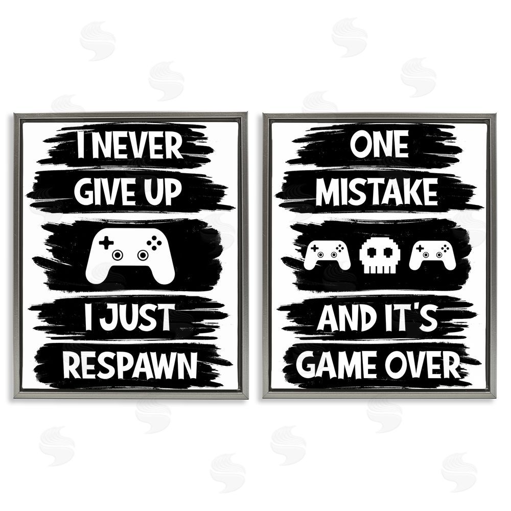 Marcus Prime Motivational Gamer Phrases Gray Floating Frame Canvas Wall Art Print