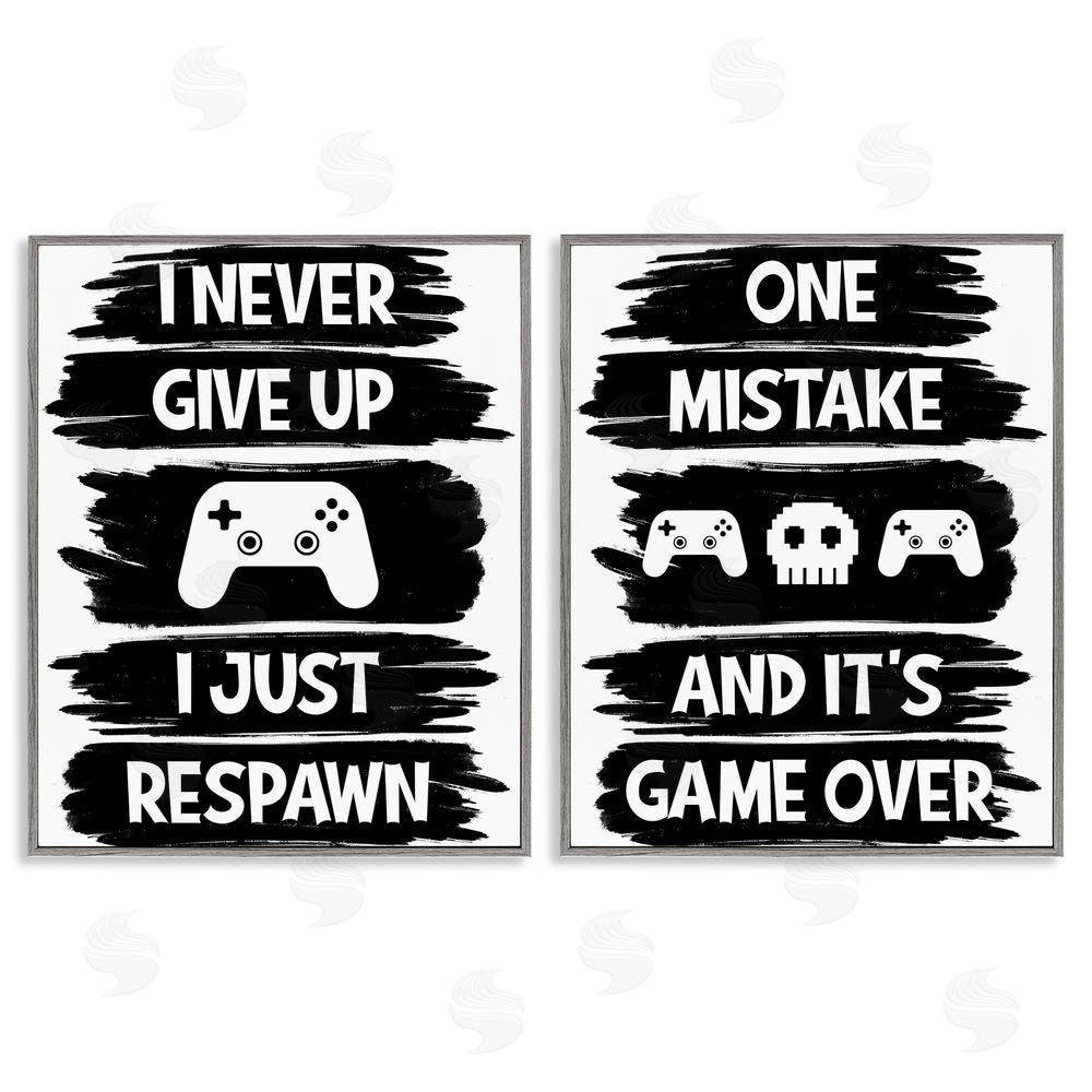 Marcus Prime Motivational Gamer Phrases Gray Framed Giclee Wall Art Print