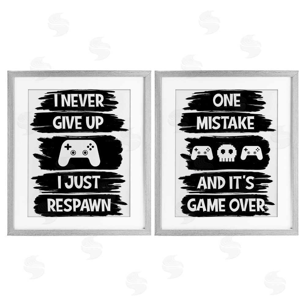 Marcus Prime Motivational Gamer Phrases Gray Framed Print Under Glass with White Mat Wall Art