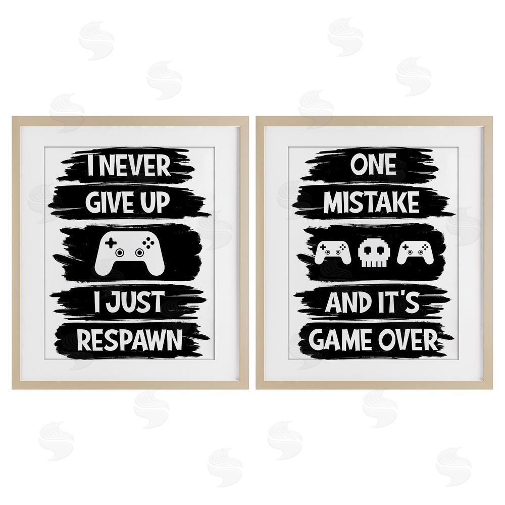 Marcus Prime Motivational Gamer Phrases Birch Framed Print Under Glass with White Mat Wall Art
