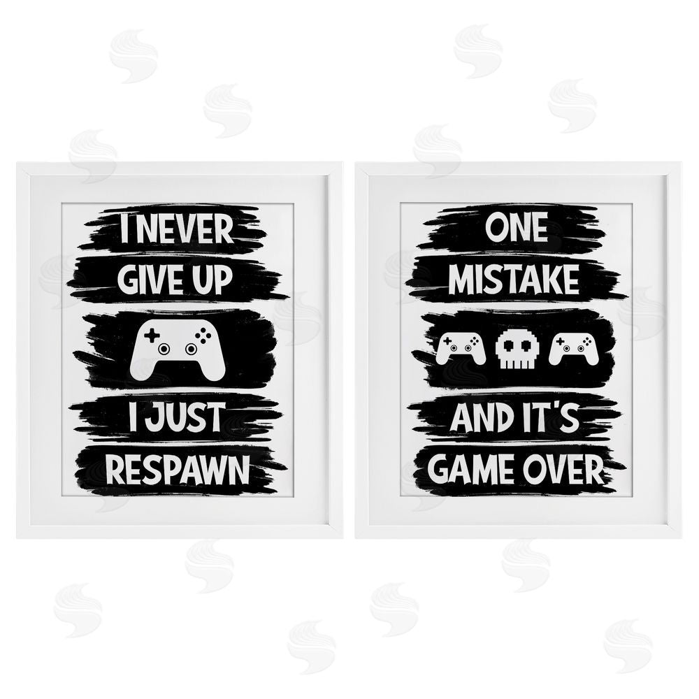 Marcus Prime Motivational Gamer Phrases White Framed Print Under Glass with Mat Wall Art
