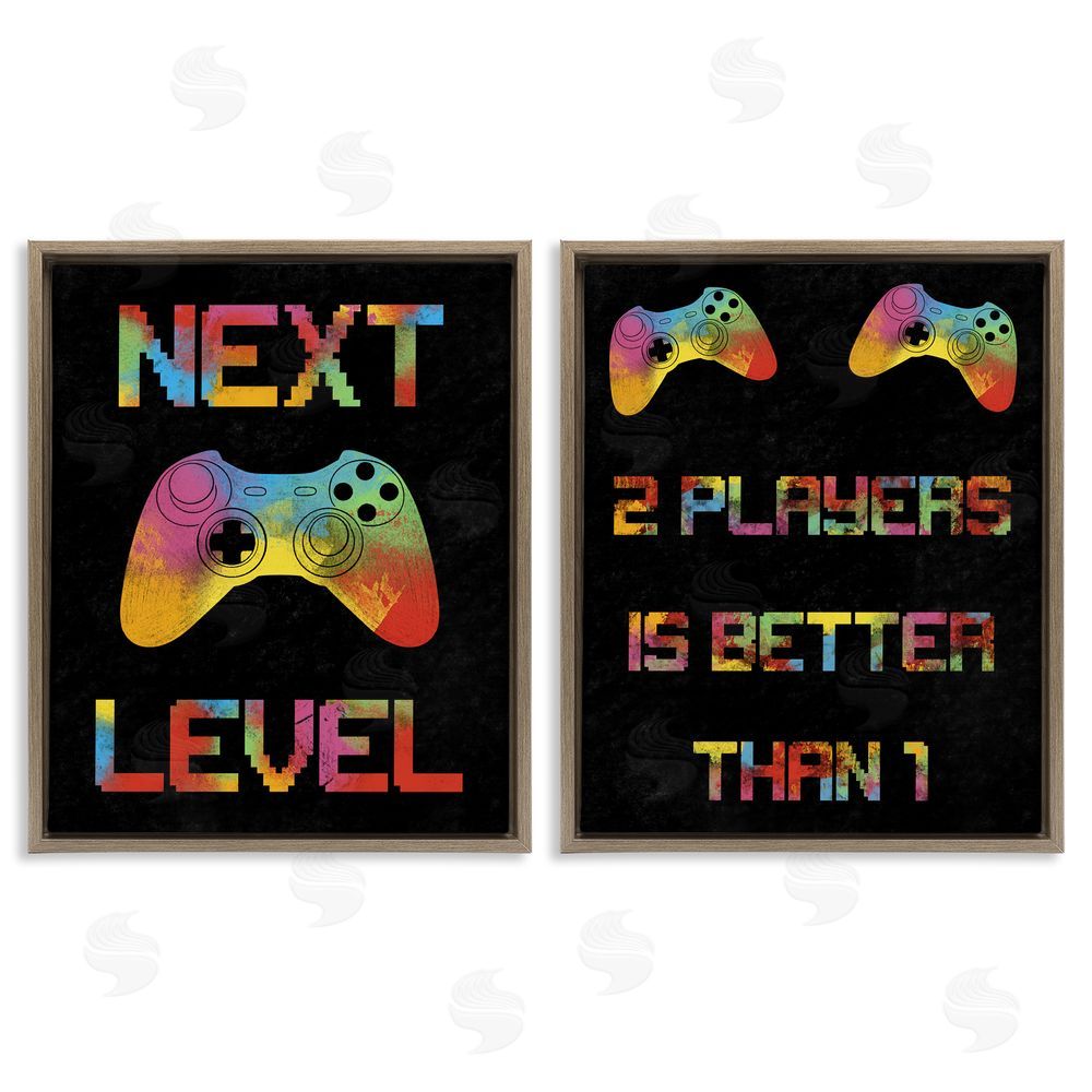 Marcus Prime Gaming Friends Phrases Brown Floating Frame Canvas Wall Art Print