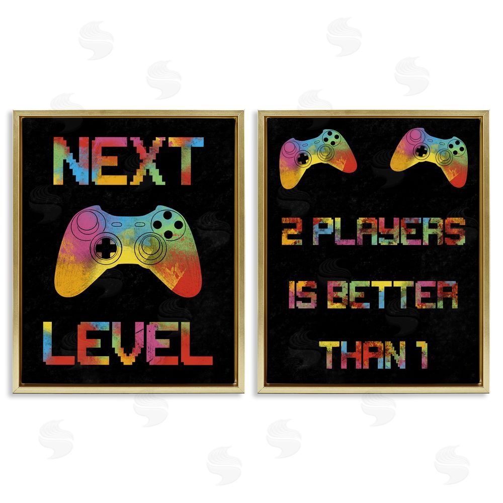 Marcus Prime Gaming Friends Phrases Gold Floating Frame Canvas Wall Art Print