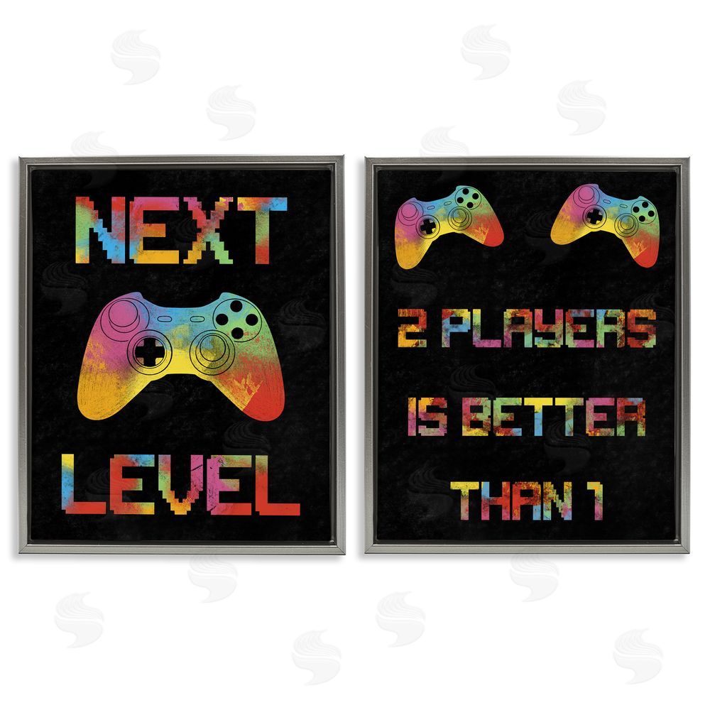 Marcus Prime Gaming Friends Phrases Gray Floating Frame Canvas Wall Art Print