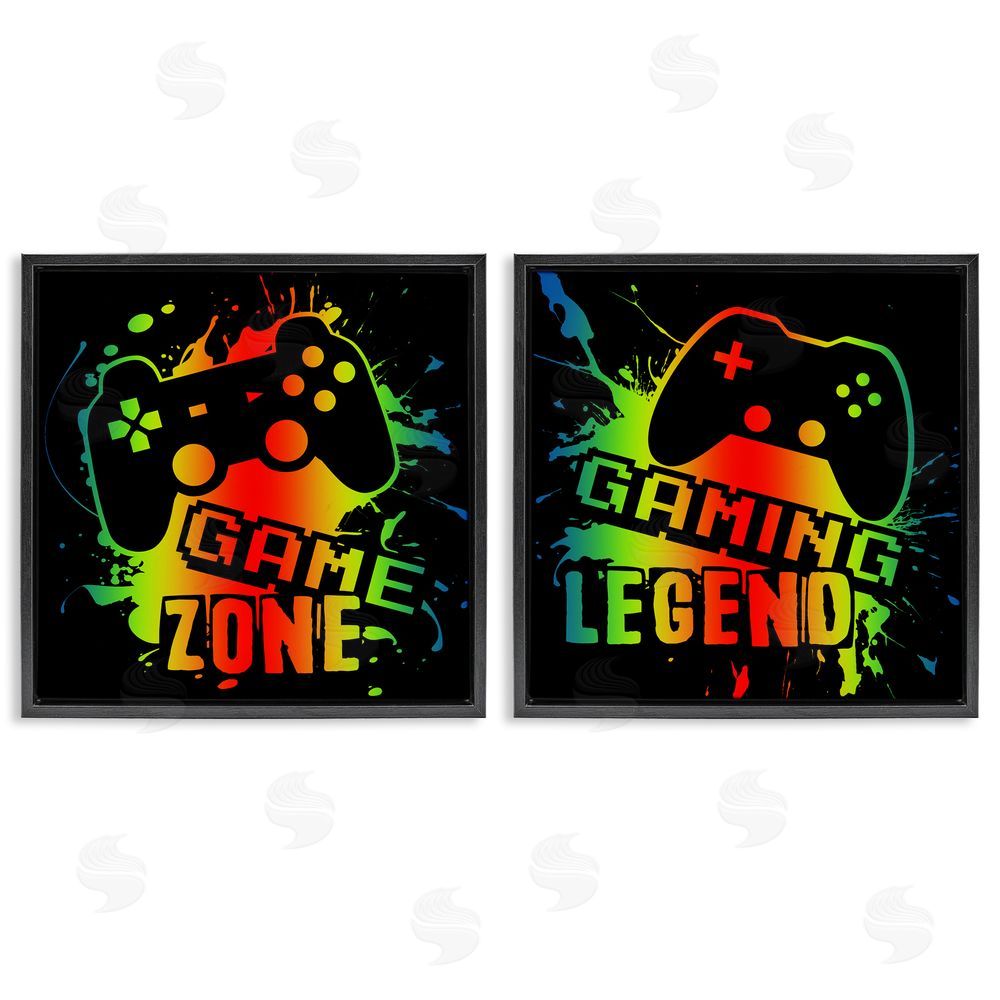 Marcus Prime Gradient Gaming Phrases Black Floating Frame Canvas Wall Art Print