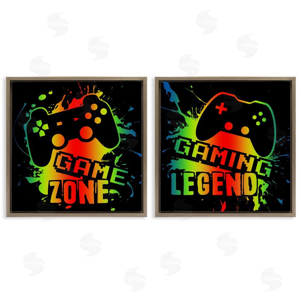 Marcus Prime Gradient Gaming Phrases Brown Floating Frame Canvas Wall Art Print