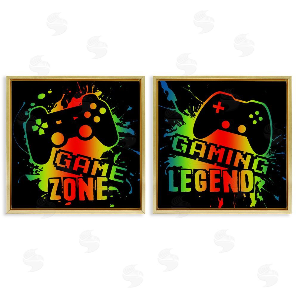 Marcus Prime Gradient Gaming Phrases Gold Floating Frame Canvas Wall Art Print
