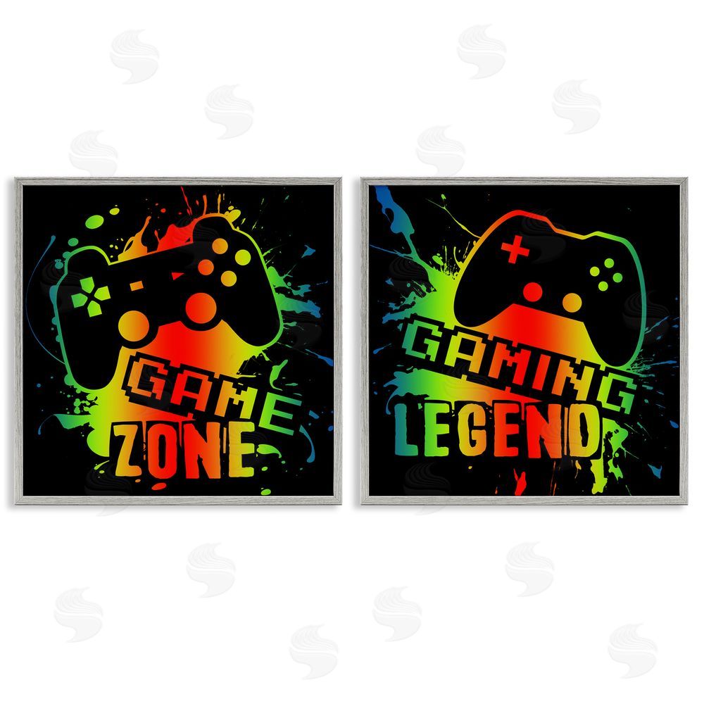 Marcus Prime Gradient Gaming Phrases Gray Framed Giclee Wall Art Print