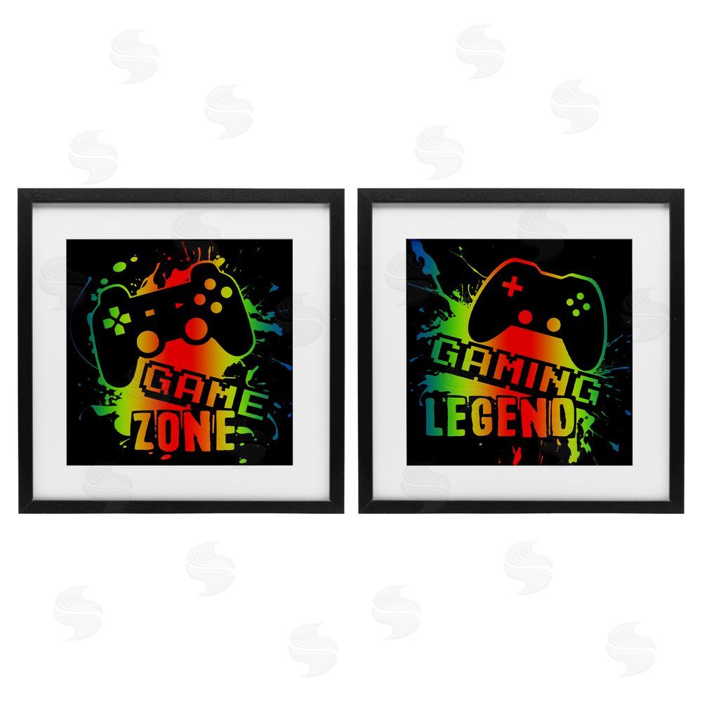 Marcus Prime Gradient Gaming Phrases Black Framed Print Under Glass with White Mat Wall Art