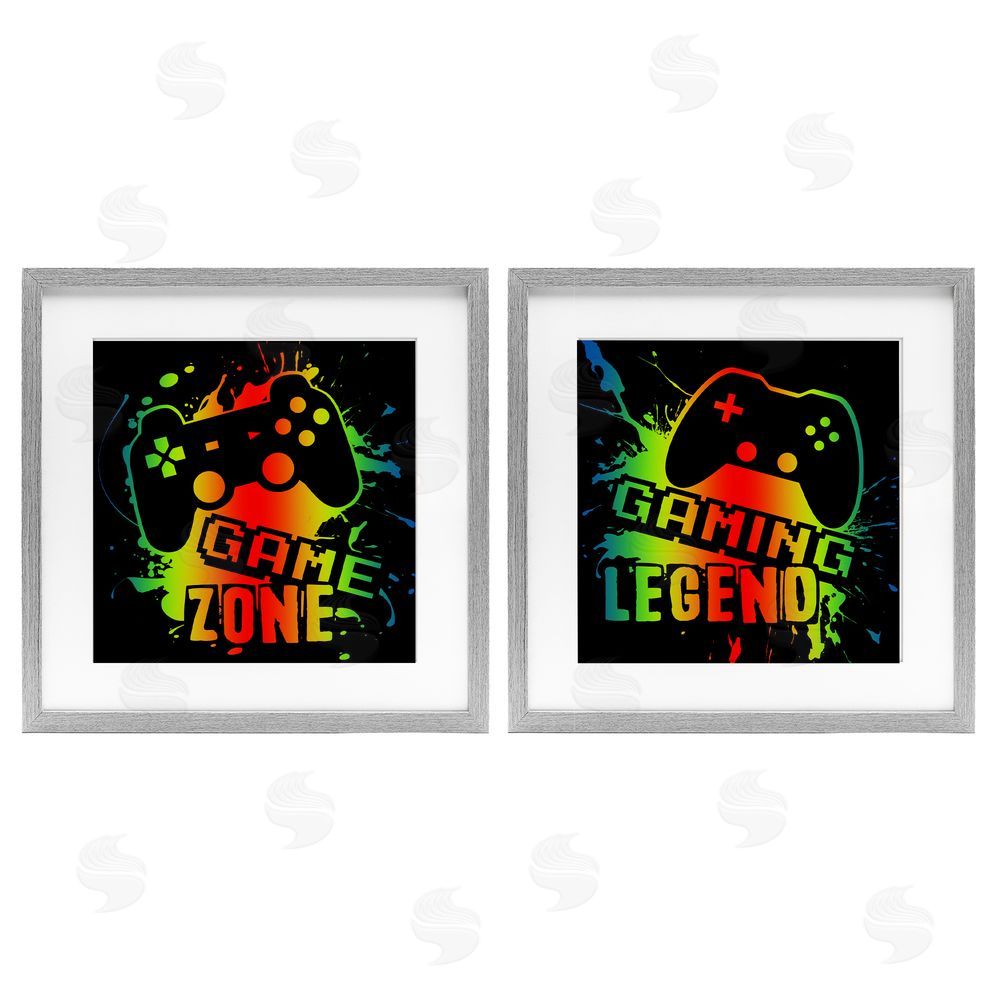 Marcus Prime Gradient Gaming Phrases Gray Framed Print Under Glass with White Mat Wall Art