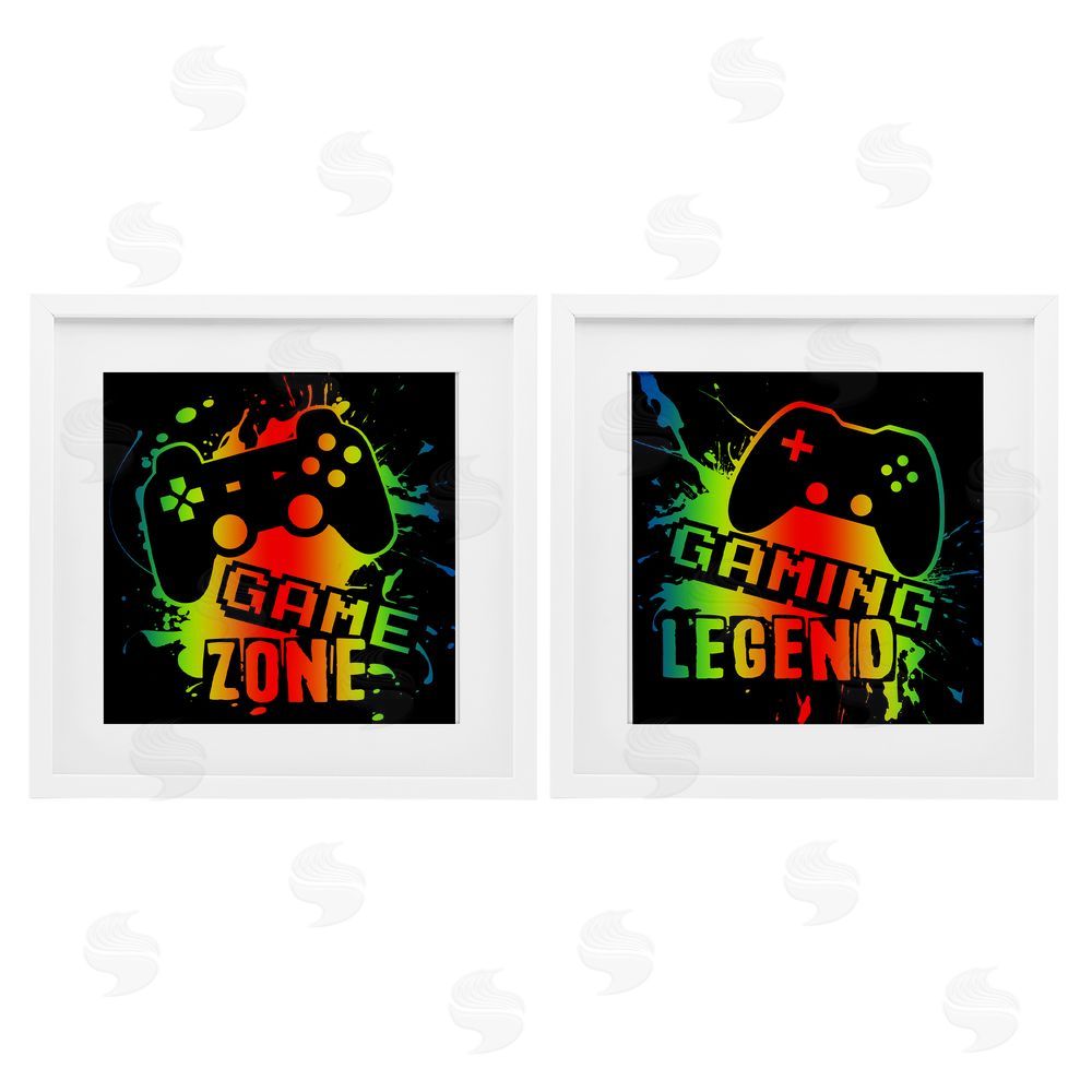 Marcus Prime Gradient Gaming Phrases White Framed Print Under Glass with Mat Wall Art