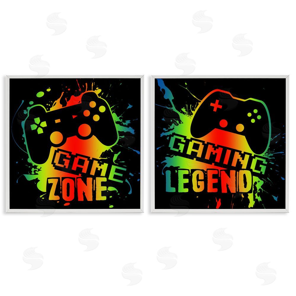 Marcus Prime Gradient Gaming Phrases White Framed Giclee Wall Art Print