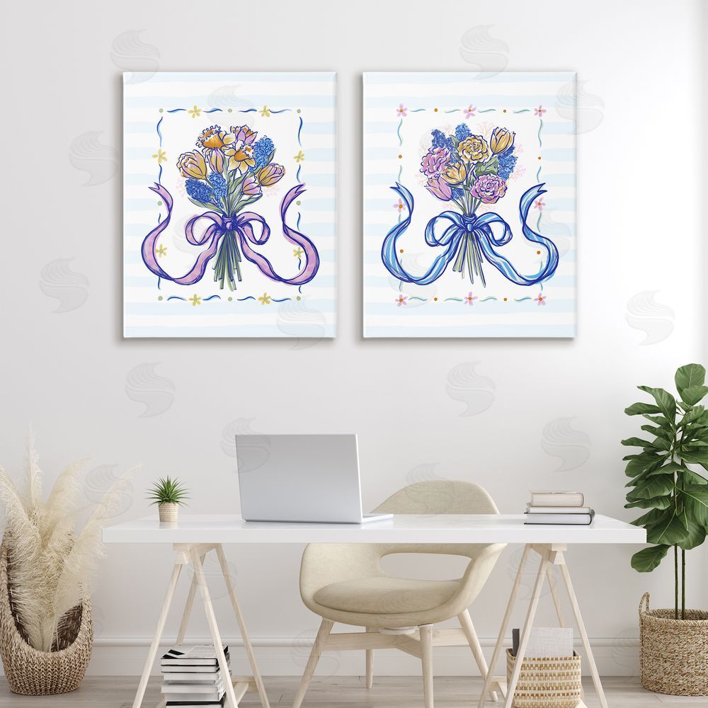 Connie Summers Ribboned Spring Flower Bundle Canvas Art on Wall
