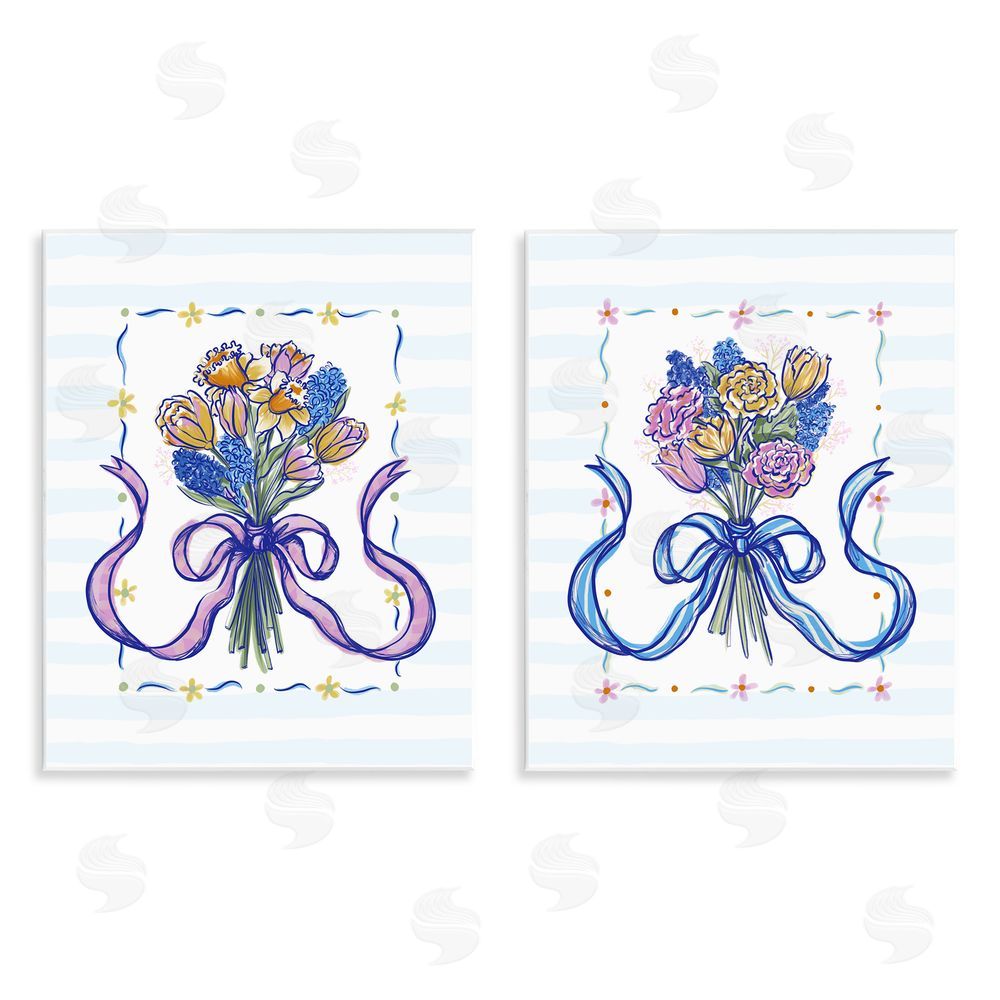 Connie Summers Ribboned Spring Flower Bundle Wall Plaque Art Print
