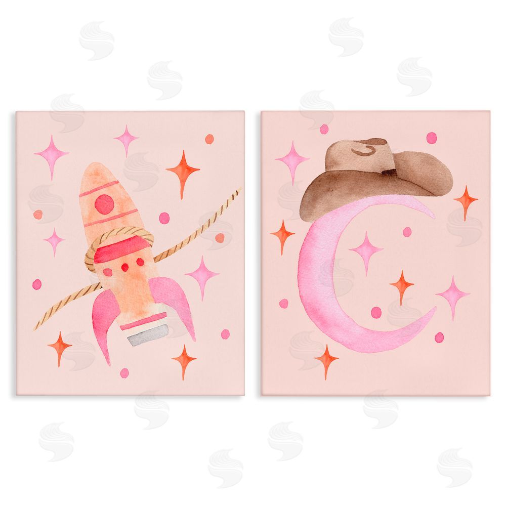 Nina Jacobs Space Cowgirl Rocket Ship Stretched Canvas Wall Art Print