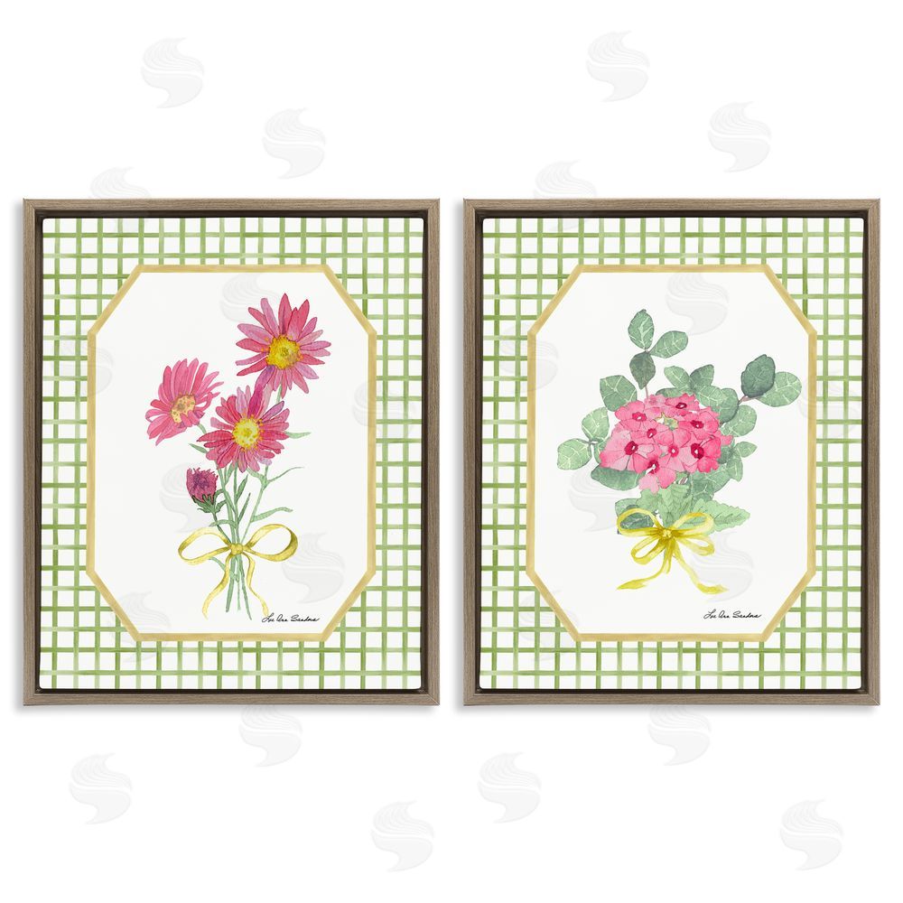 Lee Ann Sanders Cottage Botanical Story Brown Floating Frame Canvas Wall Art Print