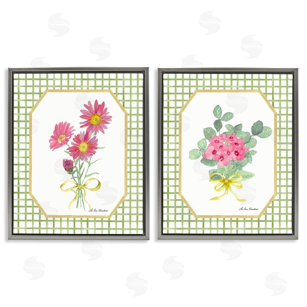 Lee Ann Sanders Cottage Botanical Story Gray Floating Frame Canvas Wall Art Print