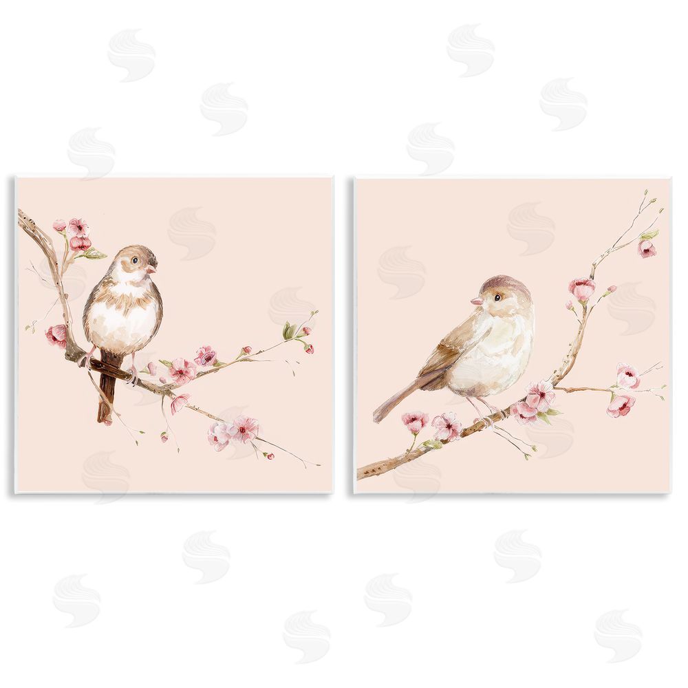 Lisa Wehmeyer Sweetest Brown Birds Branch Wooden Wall Plaque Art Print