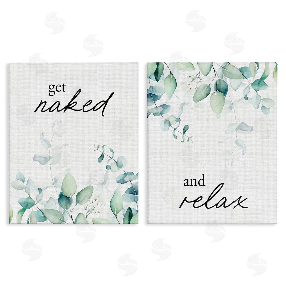 Lettered and Lined Get Naked & Relax Herbs Stretched Canvas Wall Art Print
