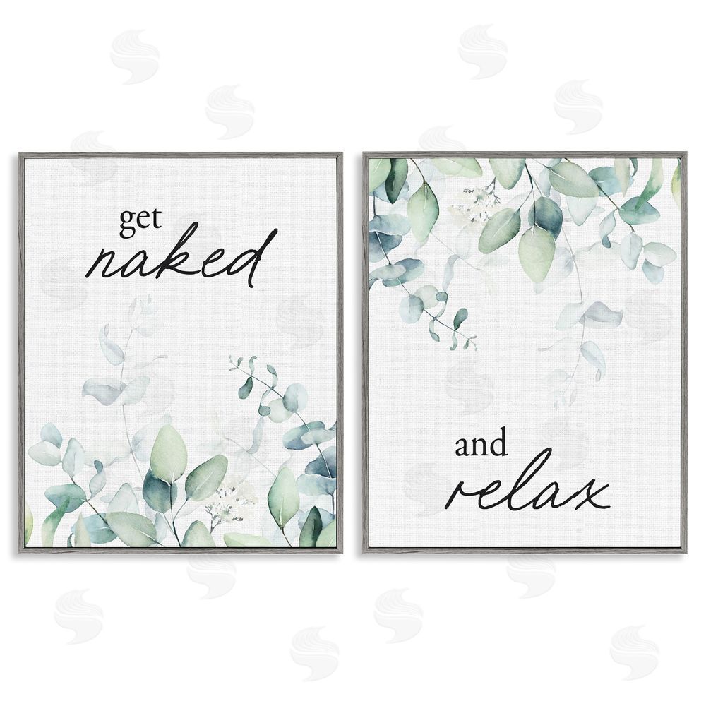 Lettered and Lined Get Naked & Relax Herbs Gray Framed Giclee Print Wall Art