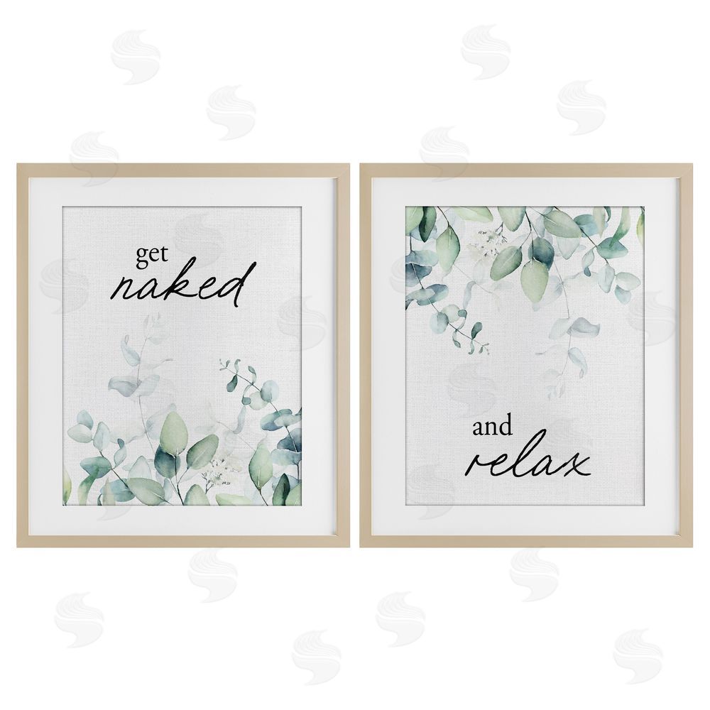 Lettered and Lined Get Naked & Relax Herbs Brown Framed Print Under Glass Wall Art