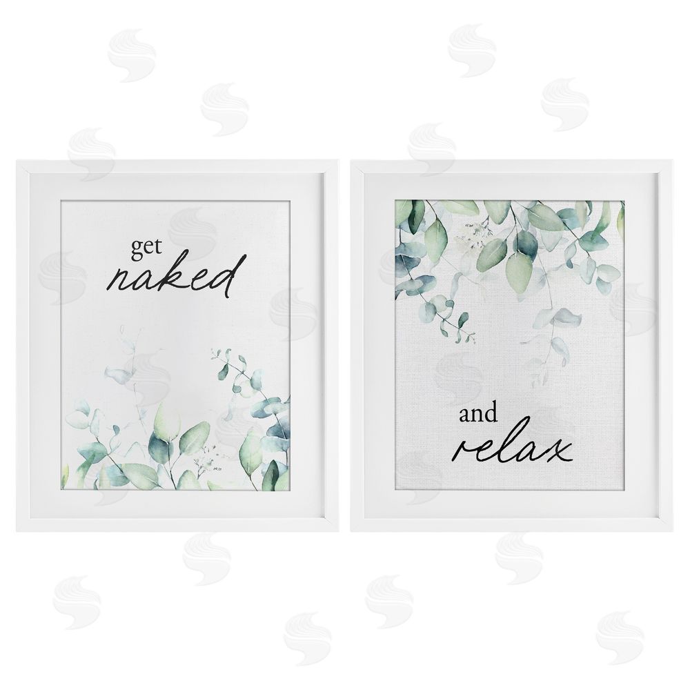 Lettered and Lined Get Naked & Relax Herbs White Framed Print Under Glass Wall Art