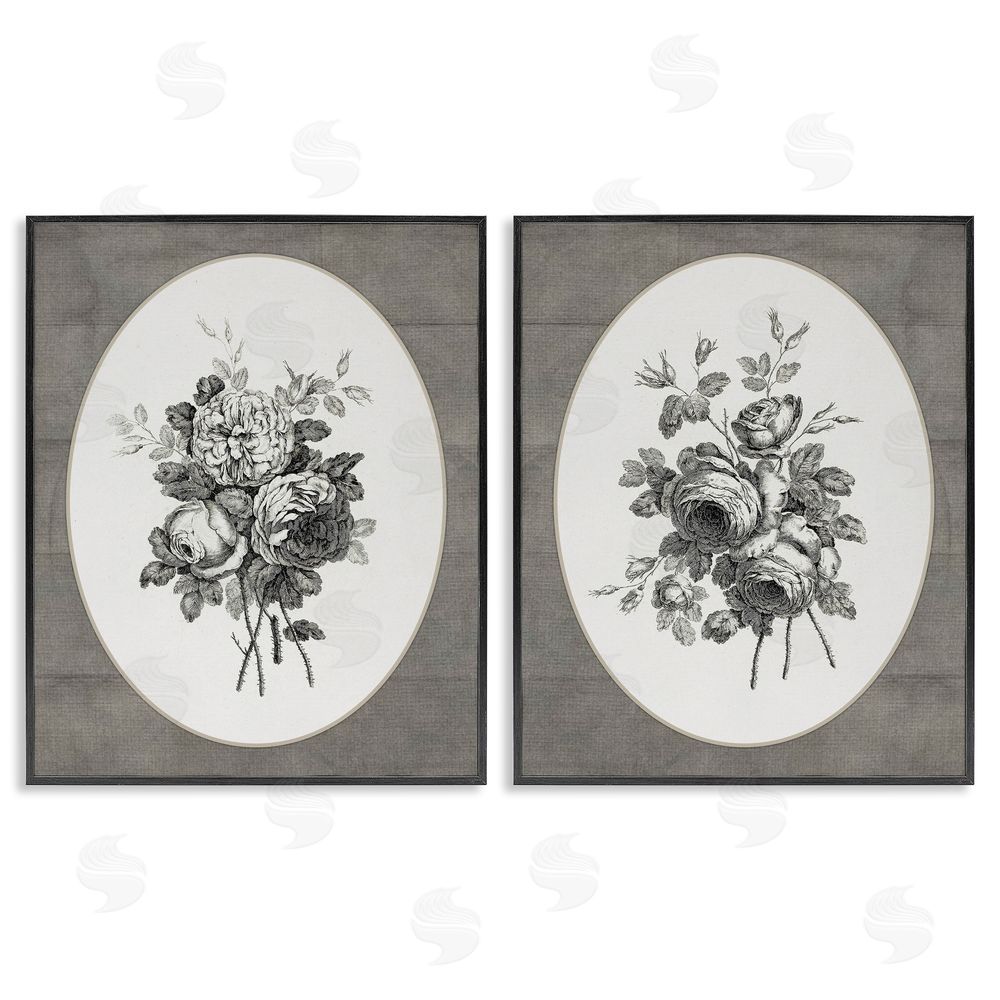 Lettered and Lined Vintage Petal Bundle Details Black Framed Giclee Print Wall Art
