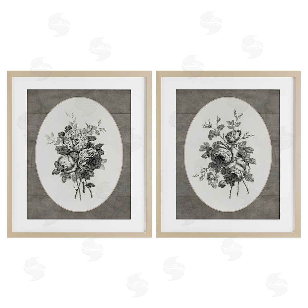 Lettered and Lined Vintage Petal Bundle Details Brown Framed Print Under Glass Wall Art