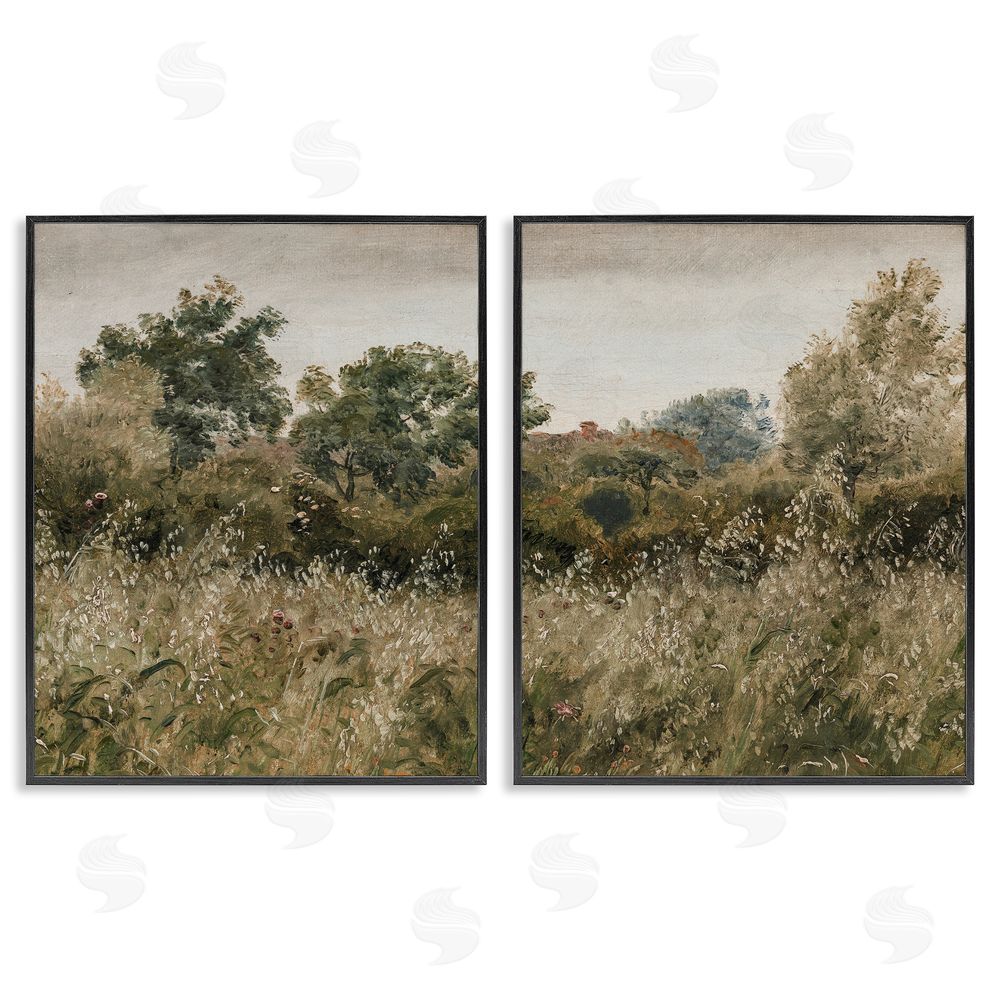 Lettered and Lined Rural Foliage Thicket Black Framed Giclee Print Wall Art