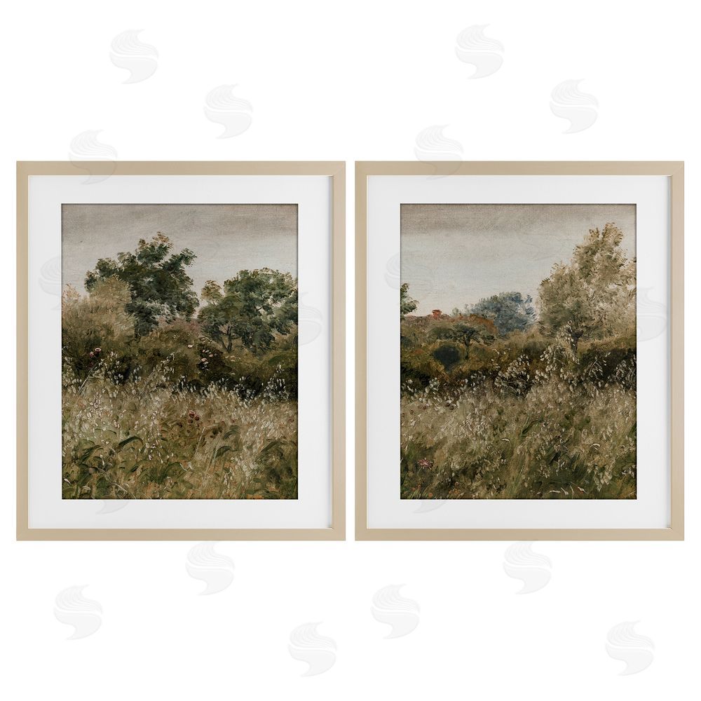Lettered and Lined Rural Foliage Thicket Brown Framed Print Under Glass Wall Art