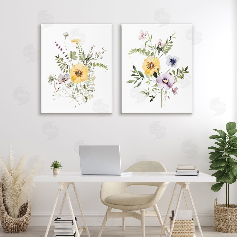 Lettered and Lined Bundles of Gardening Herbs Stretched Canvas Wall Art Print in Room