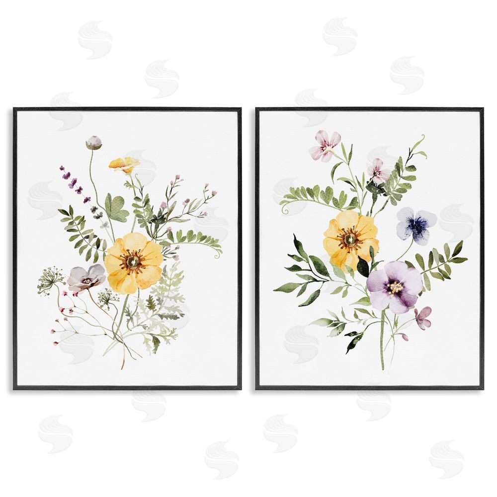 Lettered and Lined Bundles of Gardening Herbs Black Framed Giclee Print Wall Art