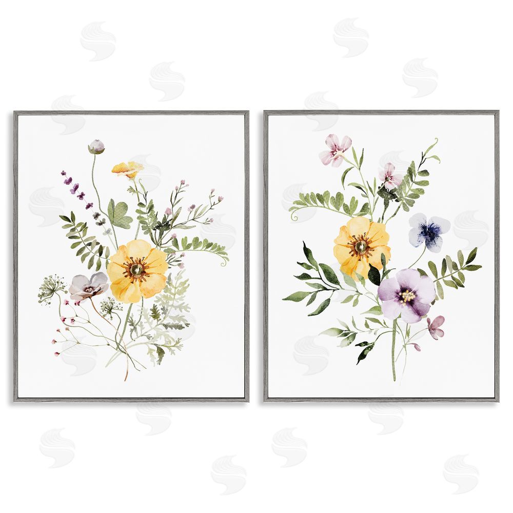 Lettered and Lined Bundles of Gardening Herbs Gray Framed Giclee Print Wall Art