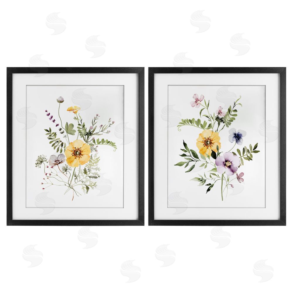Lettered and Lined Bundles of Gardening Herbs Black Framed Print Under Glass Wall Art