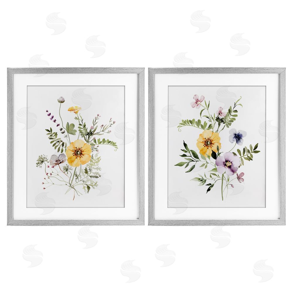 Lettered and Lined Bundles of Gardening Herbs Gray Framed Print Under Glass Wall Art