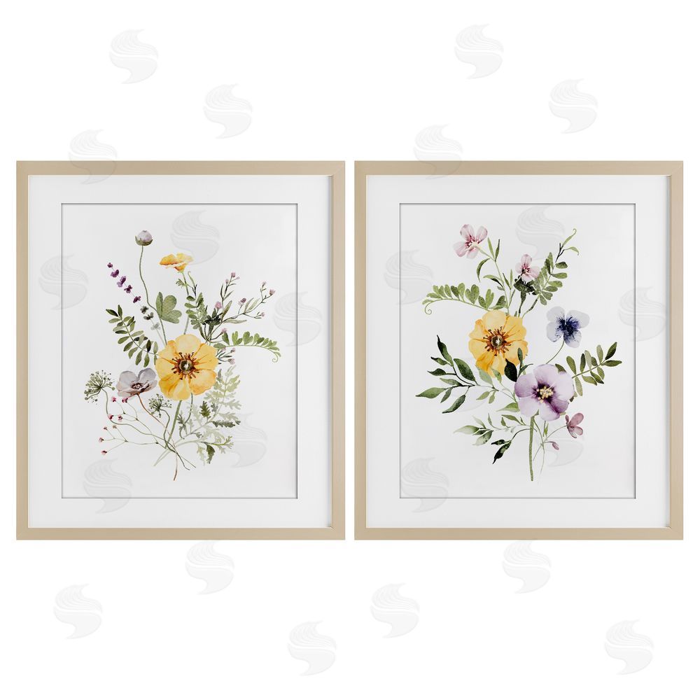 Lettered and Lined Bundles of Gardening Herbs Brown Framed Print Under Glass Wall Art