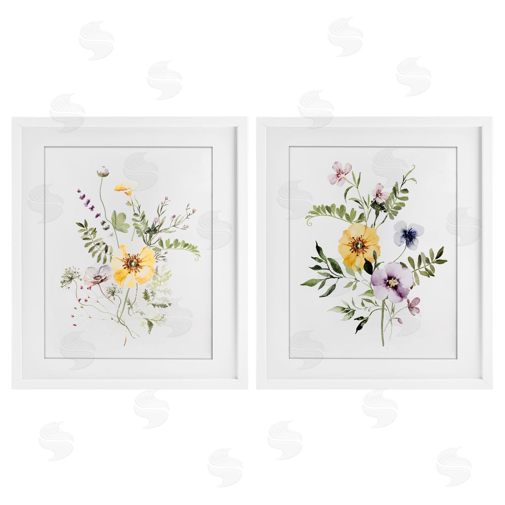 Lettered and Lined Bundles of Gardening Herbs White Framed Print Under Glass Wall Art