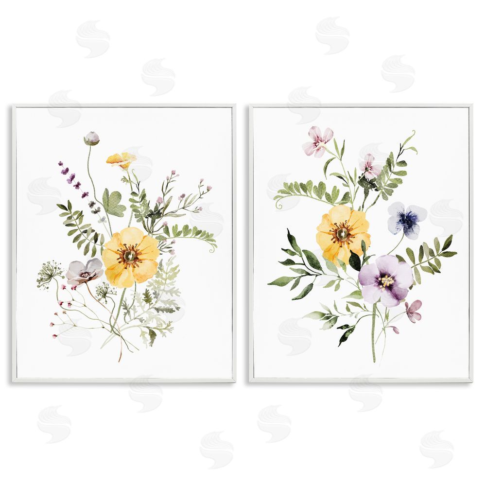 Lettered and Lined Bundles of Gardening Herbs White Framed Giclee Print Wall Art