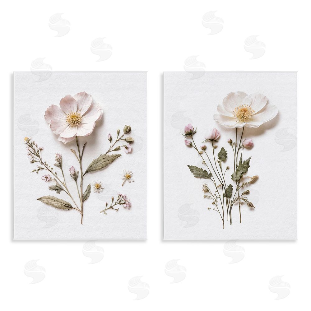 Lettered and Lined Minimal Pressed Flowers Wooden Wall Plaque Art Print