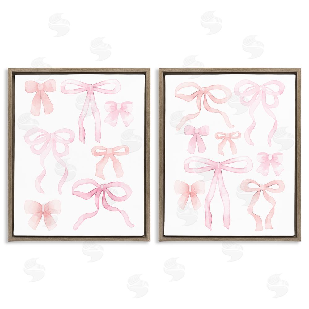 Kim Allen Elegant & Soft Bows Brown Floating Frame Canvas Wall Art Print
