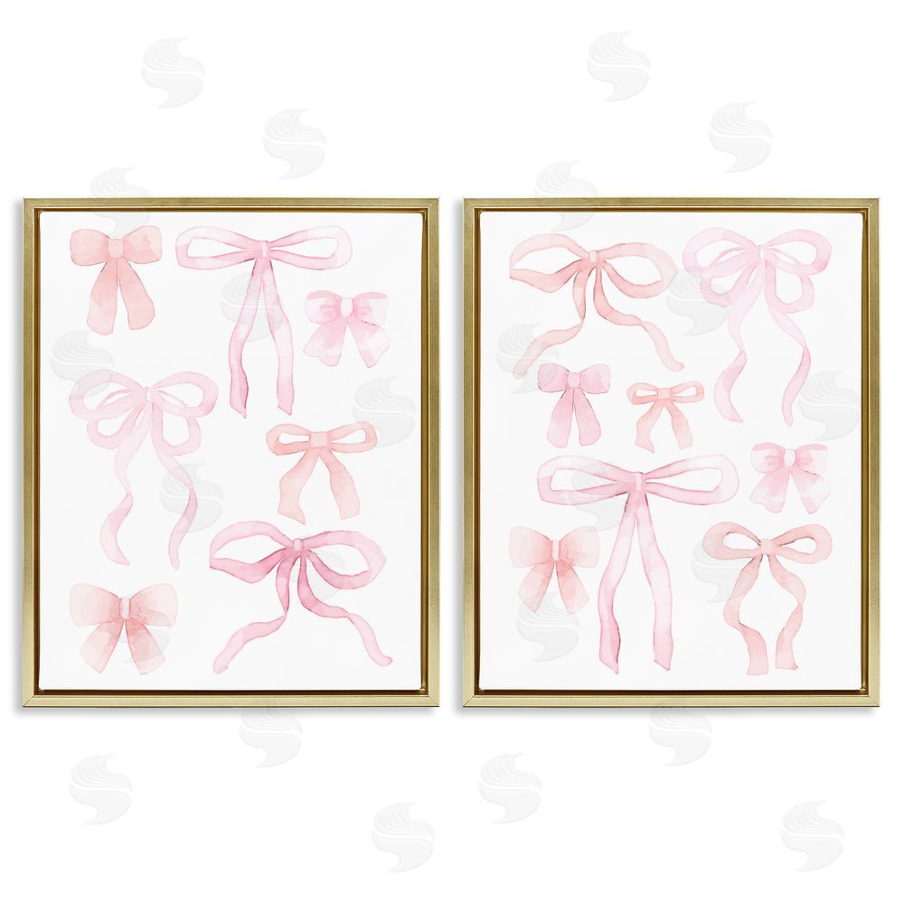 Kim Allen Elegant & Soft Bows Gold Floating Frame Canvas Wall Art Print