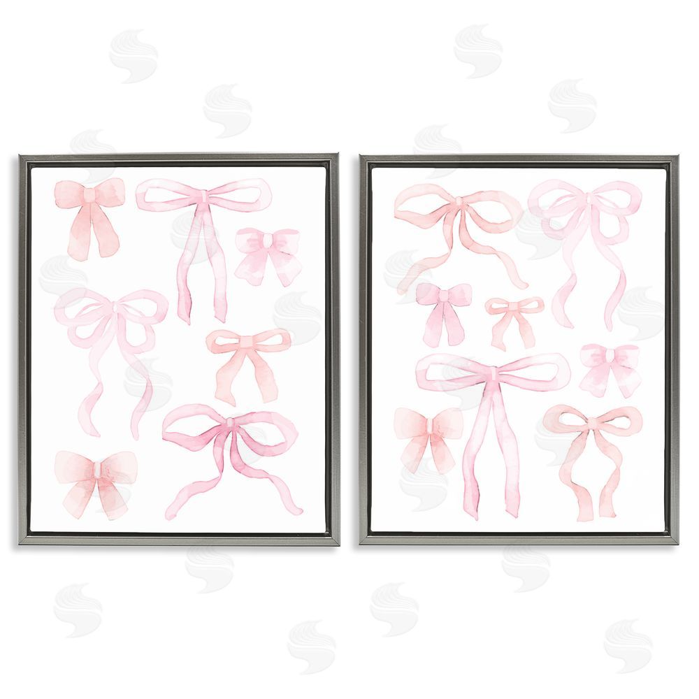 Kim Allen Elegant & Soft Bows Gray Floating Frame Canvas Wall Art Print