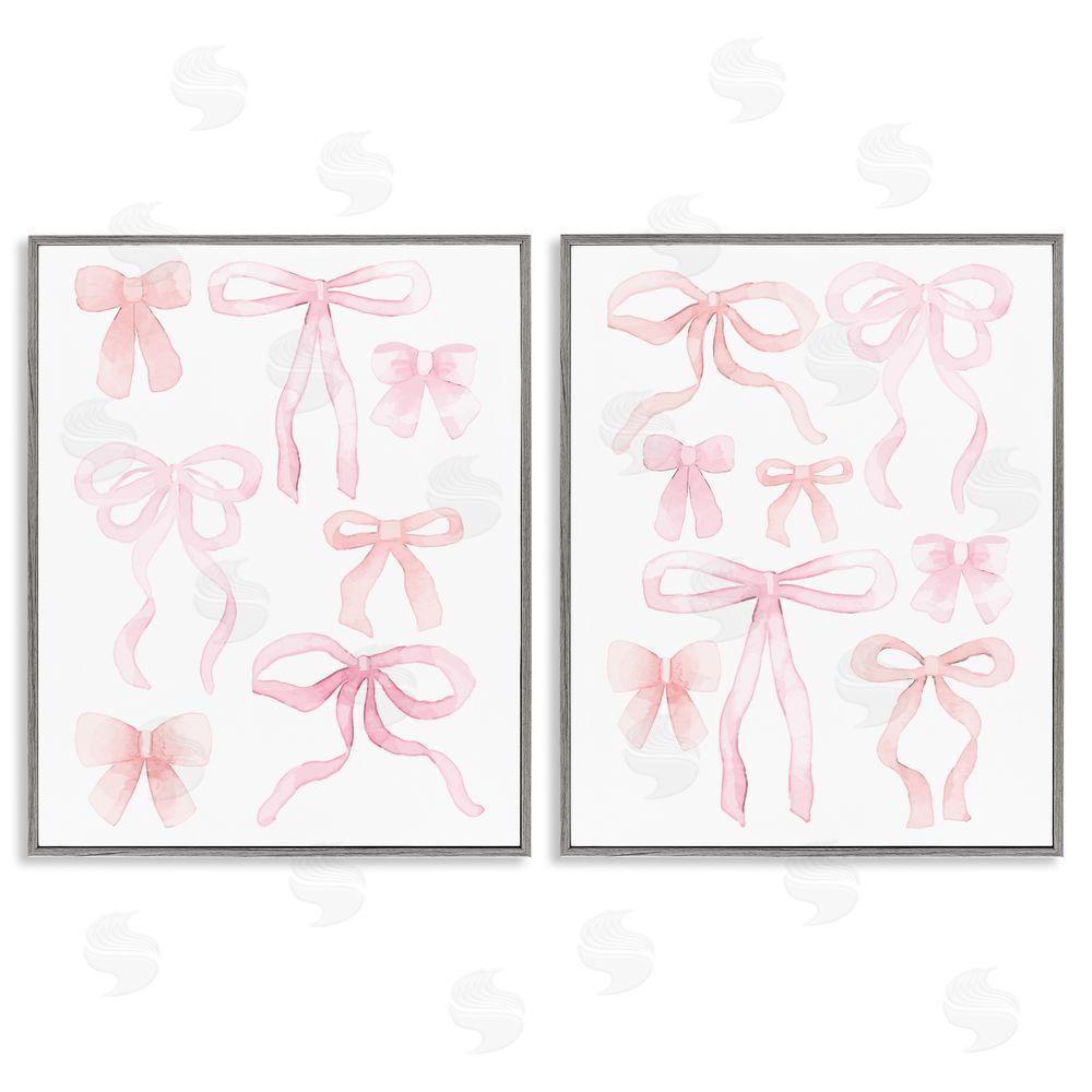 Kim Allen Elegant & Soft Bows Gray Framed Giclee Print Wall Art